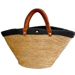 Gorgeous Large Woodward Raffia Tote with Leather Handles 13x23 $295